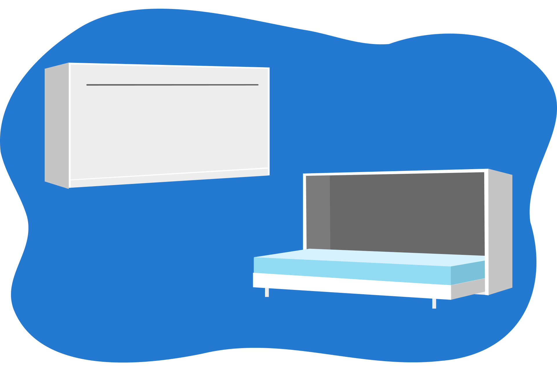 Ilustração de uma cama retrátil horizontal